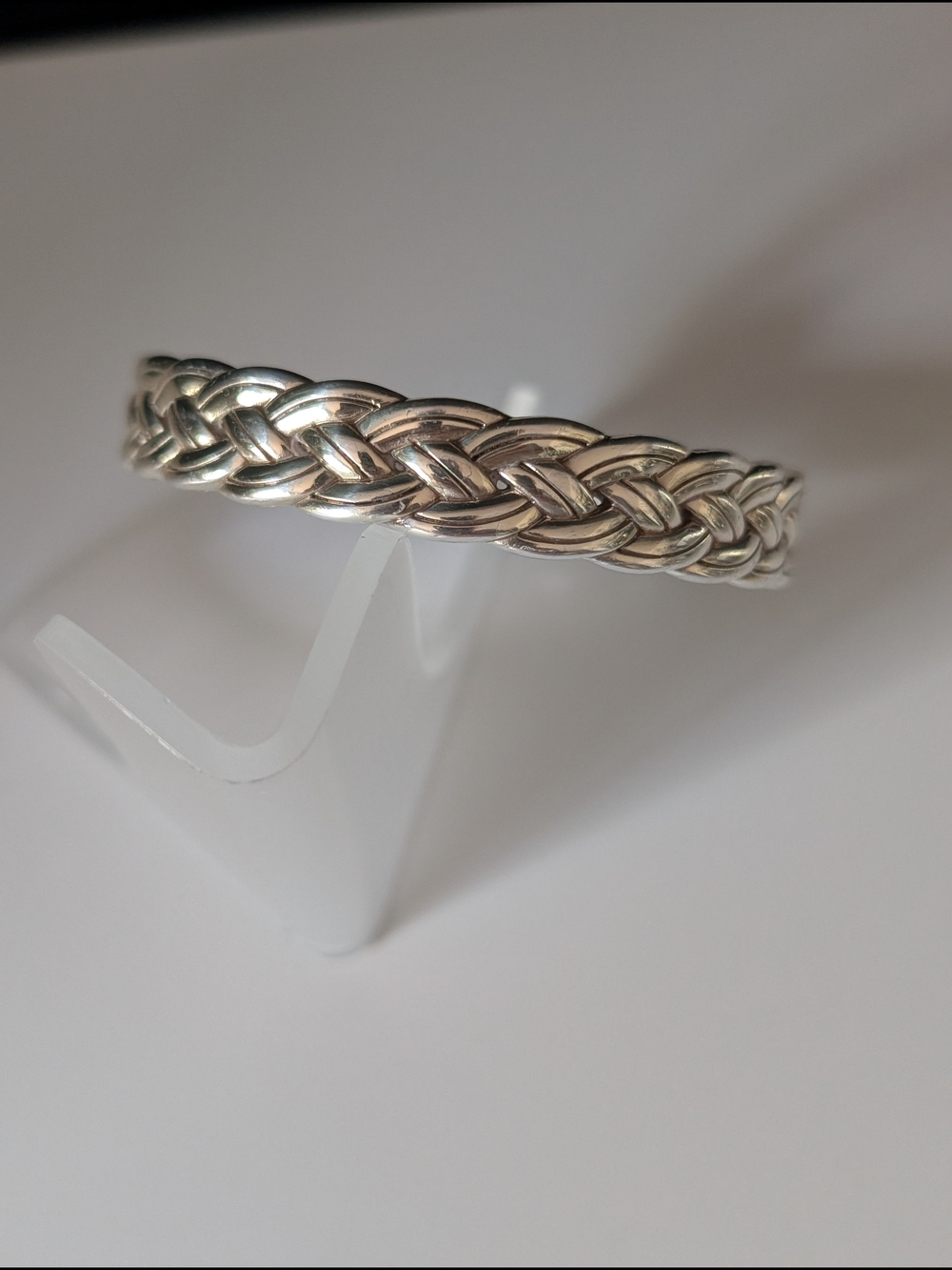 Brighton Silver Braided 9" Interlock Bangle Bracelet